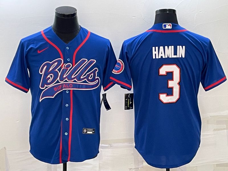 Men Buffalo Bills #3 Hamlin Blue 2022 Nike Co branded NFL Jersey